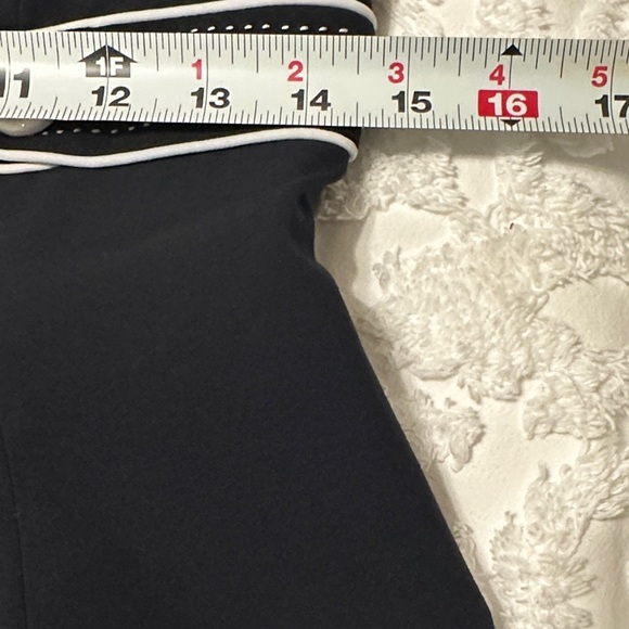 Elegant Navy Midi Dress with White Trim - Picture 5 of 5